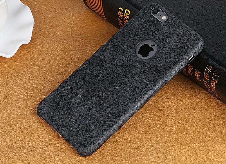 Dünnes Edle Kunstleder PU Hülle iPhone 6 / 6s Schwarz