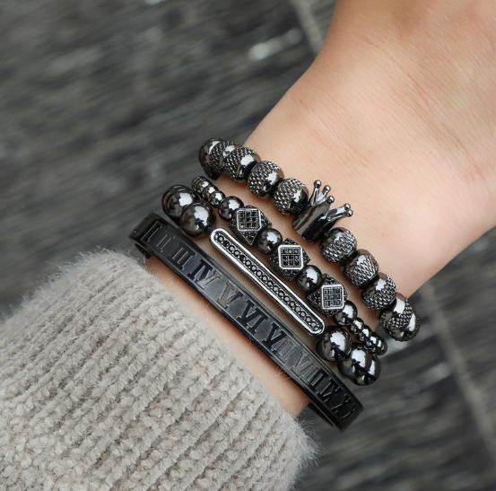 ROYAL KING Schwarz Luxus Armband Bracelet Luxus Armband Bracelet  Schweizer Quarzwerk -ROYAL KING Damenschmuck- Kostenloser Versand