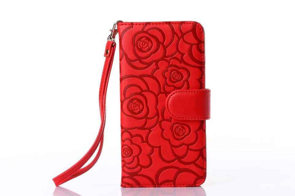 Book Wallet Flip Leder Tasche Hülle mit Kartenfach Rot