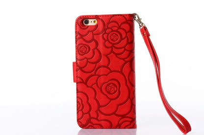Book Wallet Flip Leder Tasche Hülle mit Kartenfach Rot