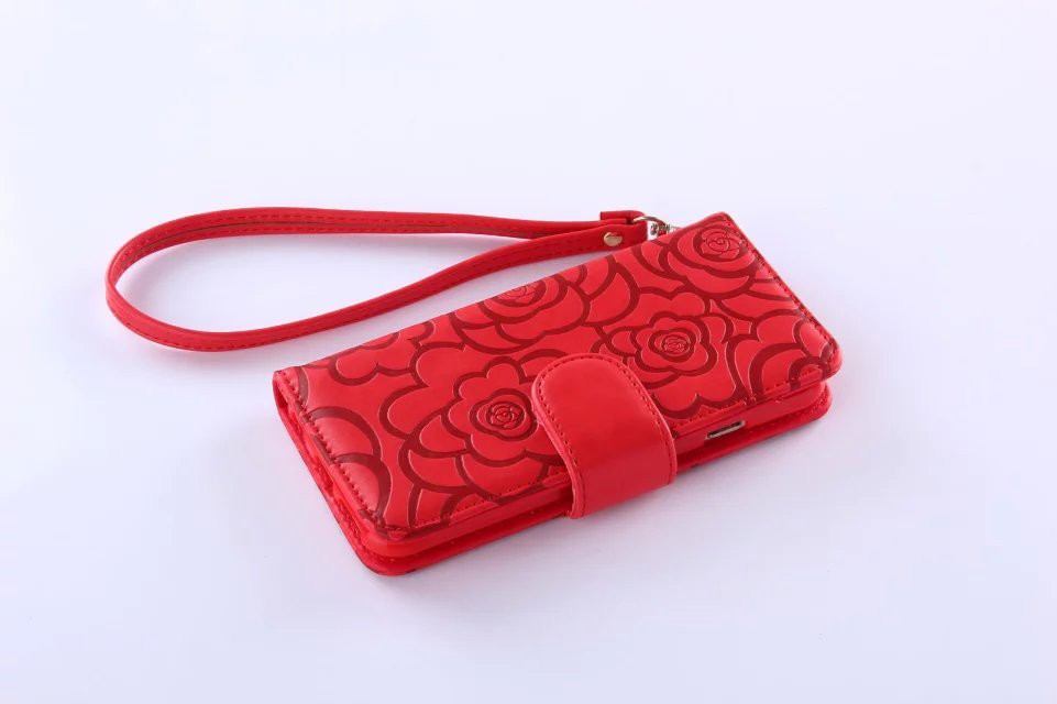 Book Wallet Flip Leder Tasche Hülle mit Kartenfach Rot