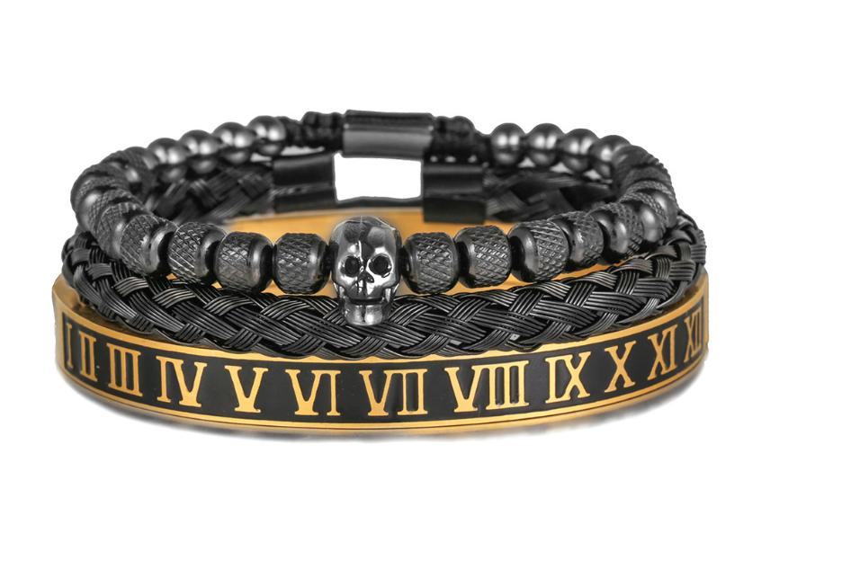 Royal King Schwarz Gold Armband  Bracelet Luxus Armband Bracelet  Schweizer Quarzwerk -ROYAL KING Damenschmuck- Kostenloser Versand Herrenschmuck