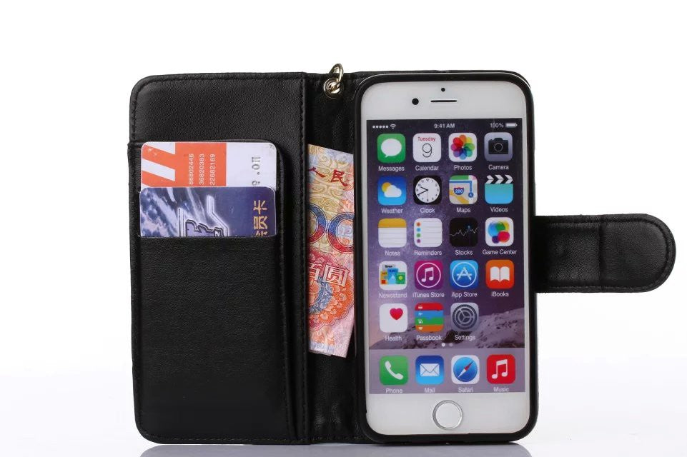 Book Wallet Flip Leder Tasche Hülle mit Kartenfach Schwarz
