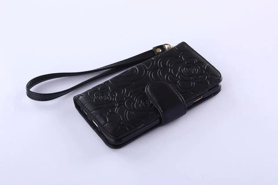 Book Wallet Flip Leder Tasche Hülle mit Kartenfach Schwarz