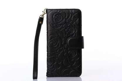 Book Wallet Flip Leder Tasche Hülle mit Kartenfach Schwarz