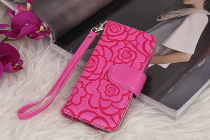 Book Wallet Flip Leder Tasche Hülle mit Kartenfach Rosa