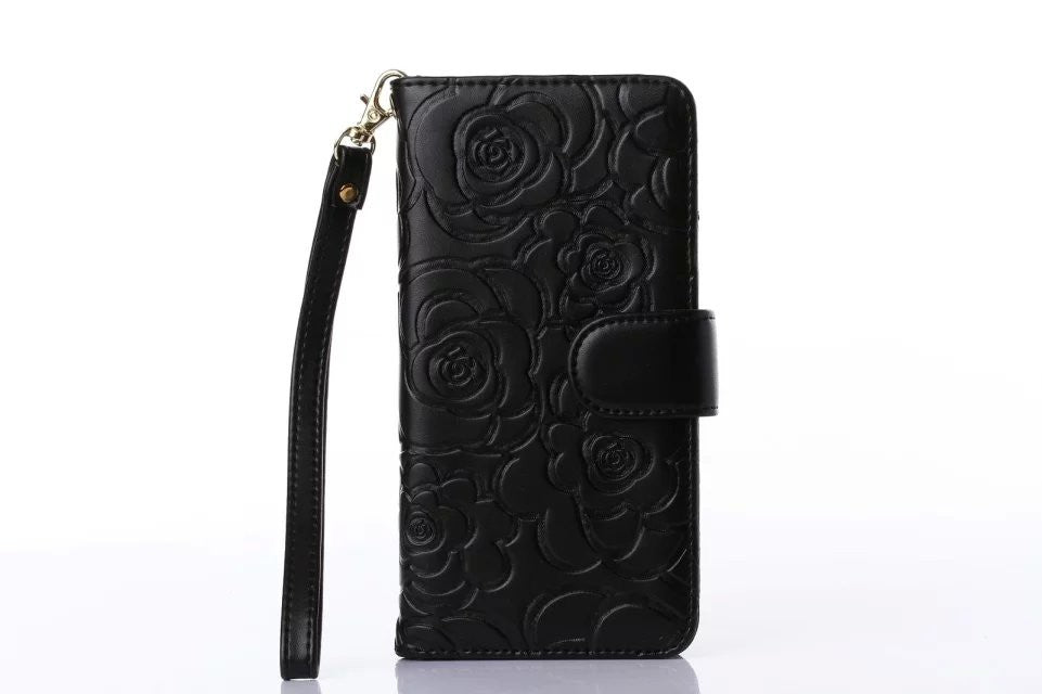 Book Wallet Flip Leder Tasche Hülle mit Kartenfach Schwarz