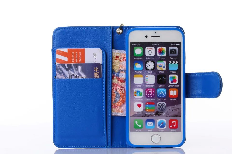 Book Wallet Flip Leder Tasche Hülle mit Kartenfach Blau