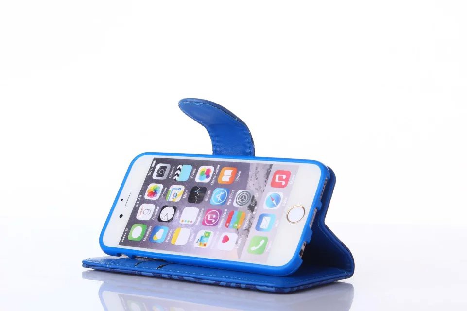 Book Wallet Flip Leder Tasche Hülle mit Kartenfach Blau