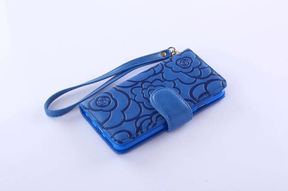 Book Wallet Flip Leder Tasche Hülle mit Kartenfach Blau