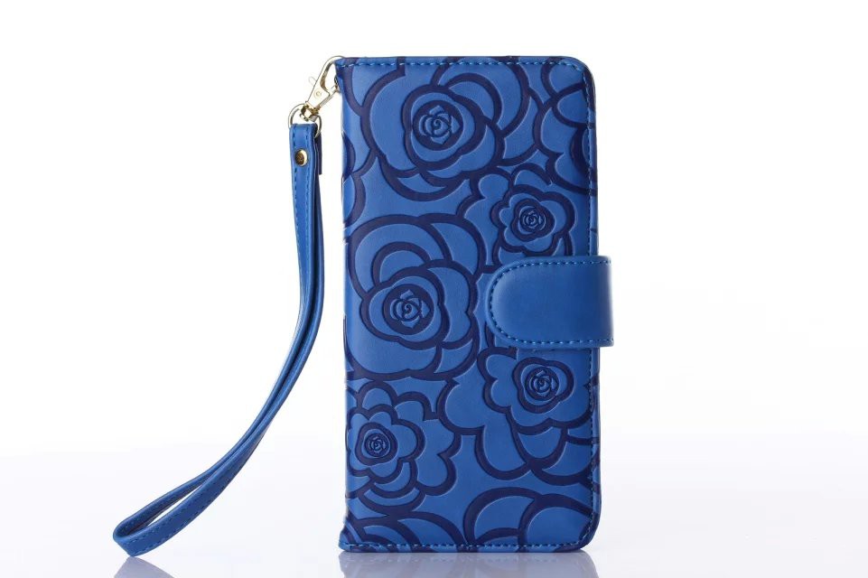 Book Wallet Flip Leder Tasche Hülle mit Kartenfach Blau