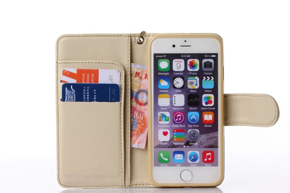 Book Wallet Flip Leder Tasche Hülle mit Kartenfach Gold