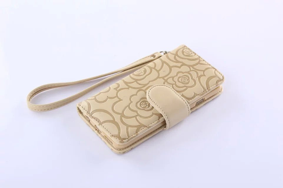 Book Wallet Flip Leder Tasche Hülle mit Kartenfach Gold