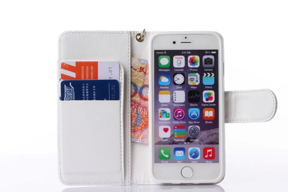 Book Wallet Flip Leder Tasche Hülle mit Kartenfach weiss