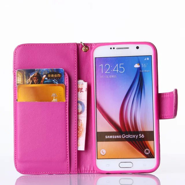 Book Wallet Flip Leder Tasche Hülle mit Kartenfach Pink