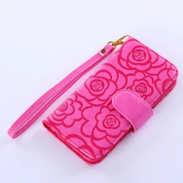 Book Wallet Flip Leder Tasche Hülle mit Kartenfach Pink