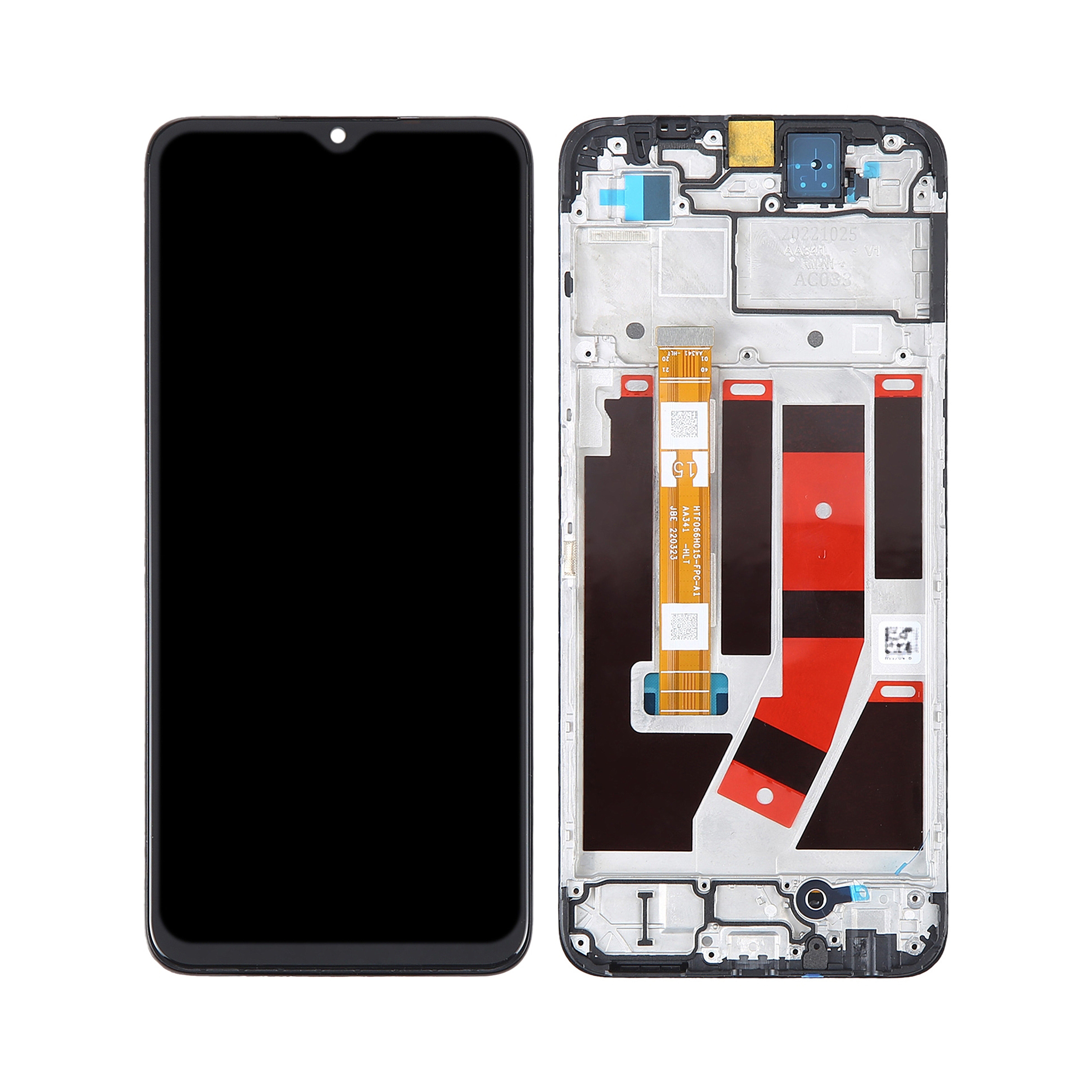 Oppo A77 4G, A57S, OnePlus Nord N20 SE Display und Digitizer mit Rahmen, Schwarz (OEM)