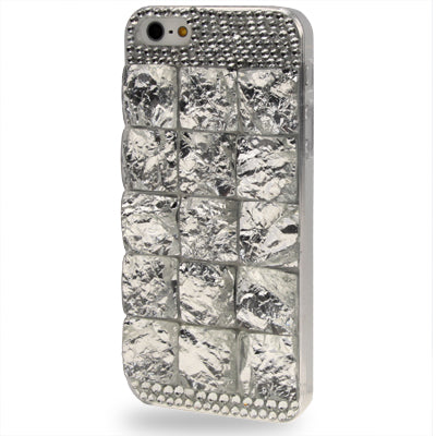 Silber 3D Bling Chrom Strass Case iPhone 5 / 5S / SE