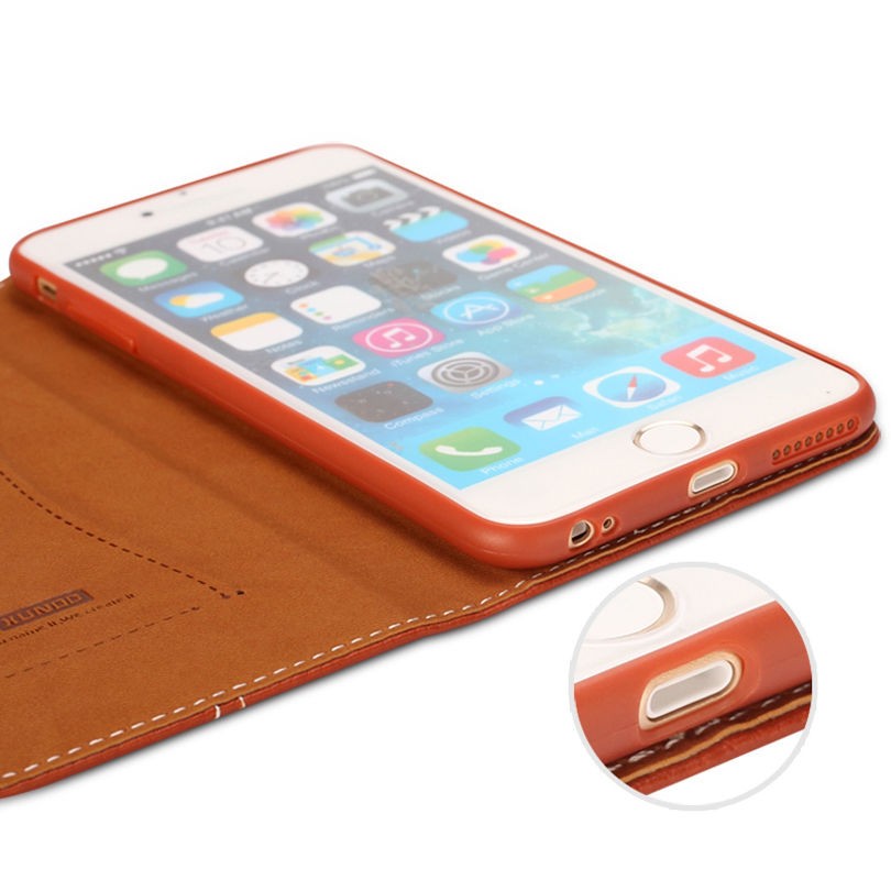 Gold Edel Leder Book Tasche iPhone 7+