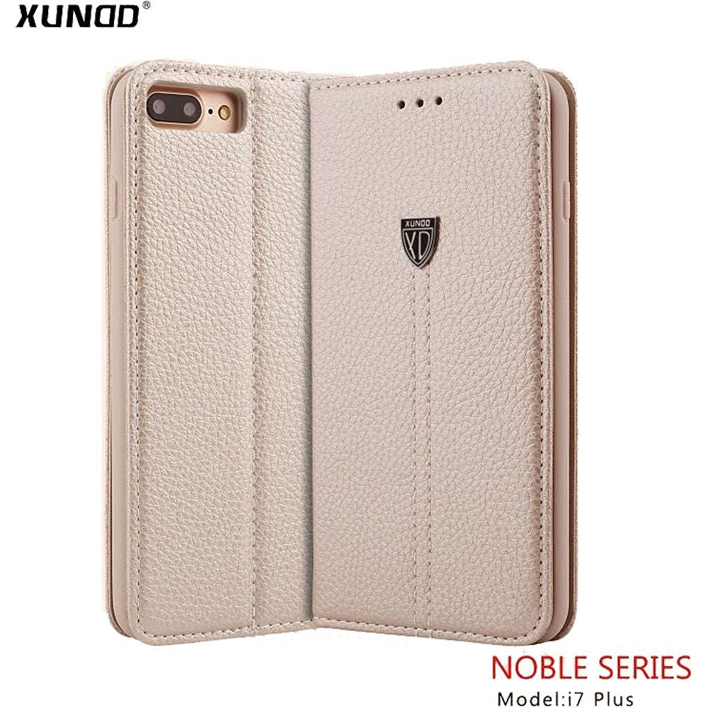 Gold Edel Leder Book Tasche iPhone 7+
