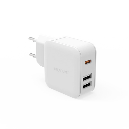 Rixus RX75 Wandladegerät 20W PD, 2x USB-A + 1x USB-C – Weiss