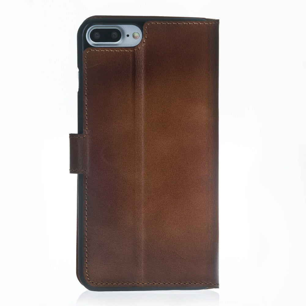 ANTIC ECHT LEDER Book Wallet Etui iPhone 7 Plus Braun