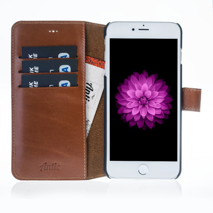 ANTIC ECHT LEDER Book Wallet Etui iPhone 7 Plus Braun