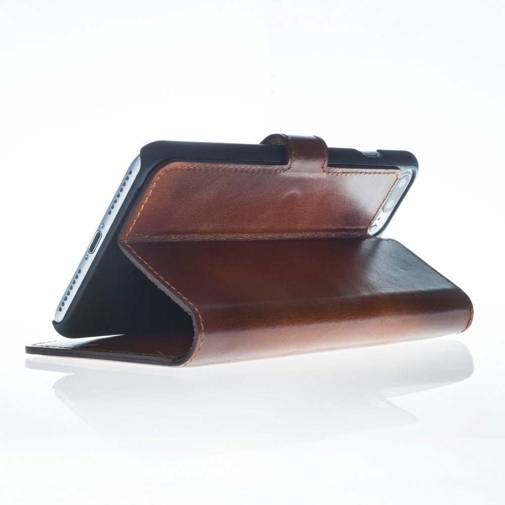 ANTIC ECHT LEDER Book Wallet Etui iPhone 7 Plus Braun