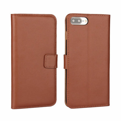 Leder Book Wallet Etui iPhone 7 Plus Hellbraun