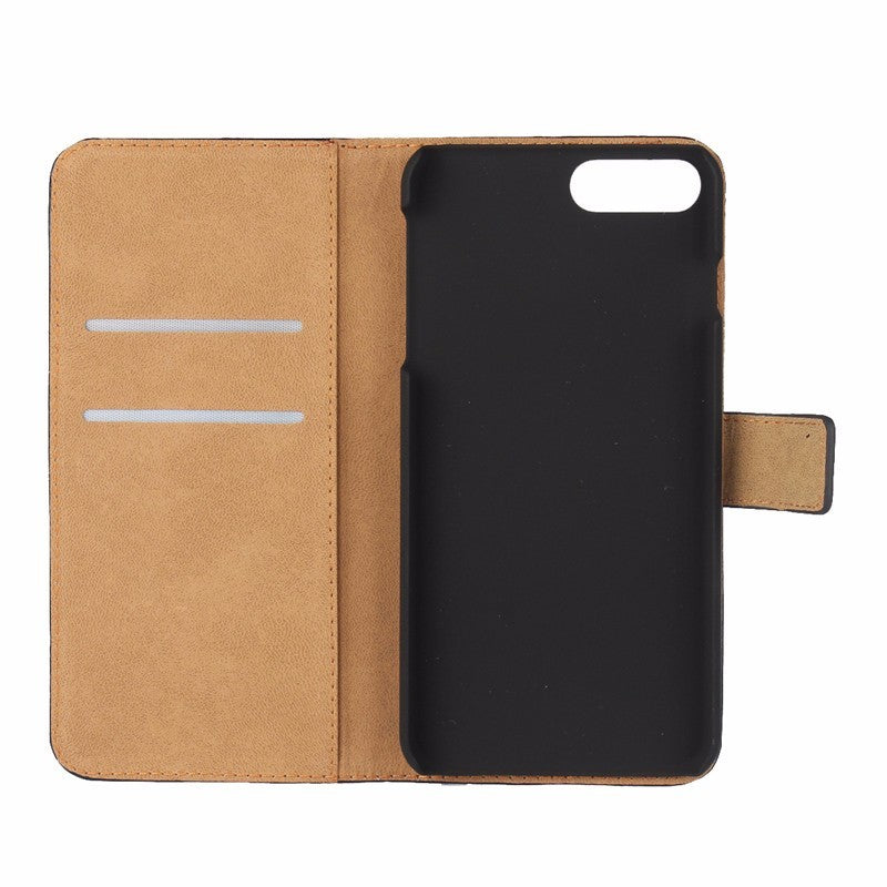Leder Book Wallet Etui iPhone 7 Plus Blau