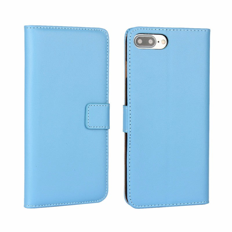 Leder Book Wallet Etui iPhone 7 Plus Blau