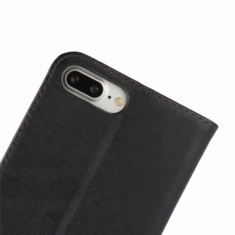 Leder Book Wallet Etui iPhone 7 Plus Lila