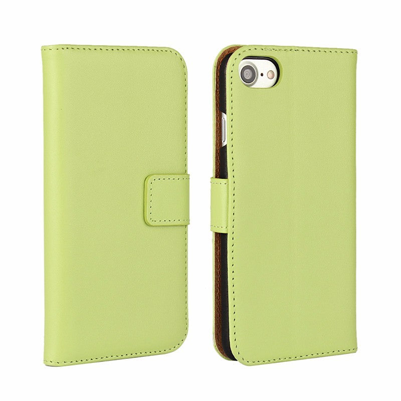 Leder Book Wallet Etui iPhone 7 Grün