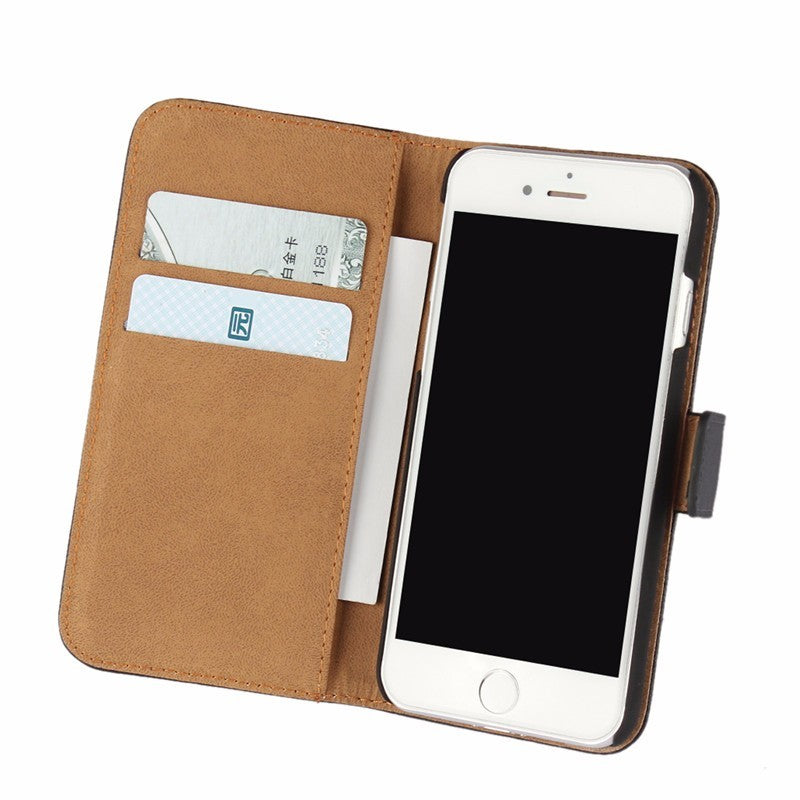 Leder Book Wallet Etui iPhone 7 Weiss