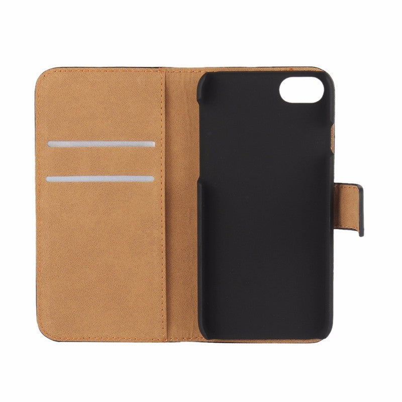 Leder Book Wallet Etui iPhone 7 Weiss