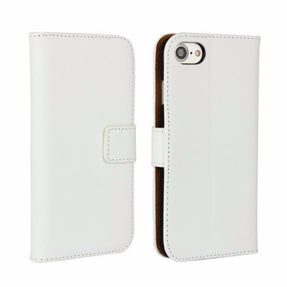 Leder Book Wallet Etui iPhone 7 Weiss