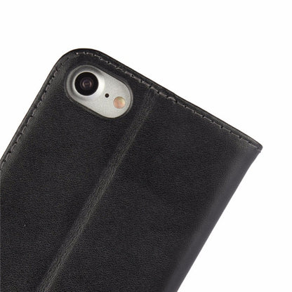 Leder Book Wallet Etui iPhone 7 Schwarz