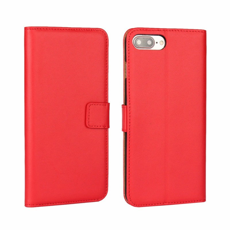 Leder Book Wallet Etui iPhone 7 Plus Rot