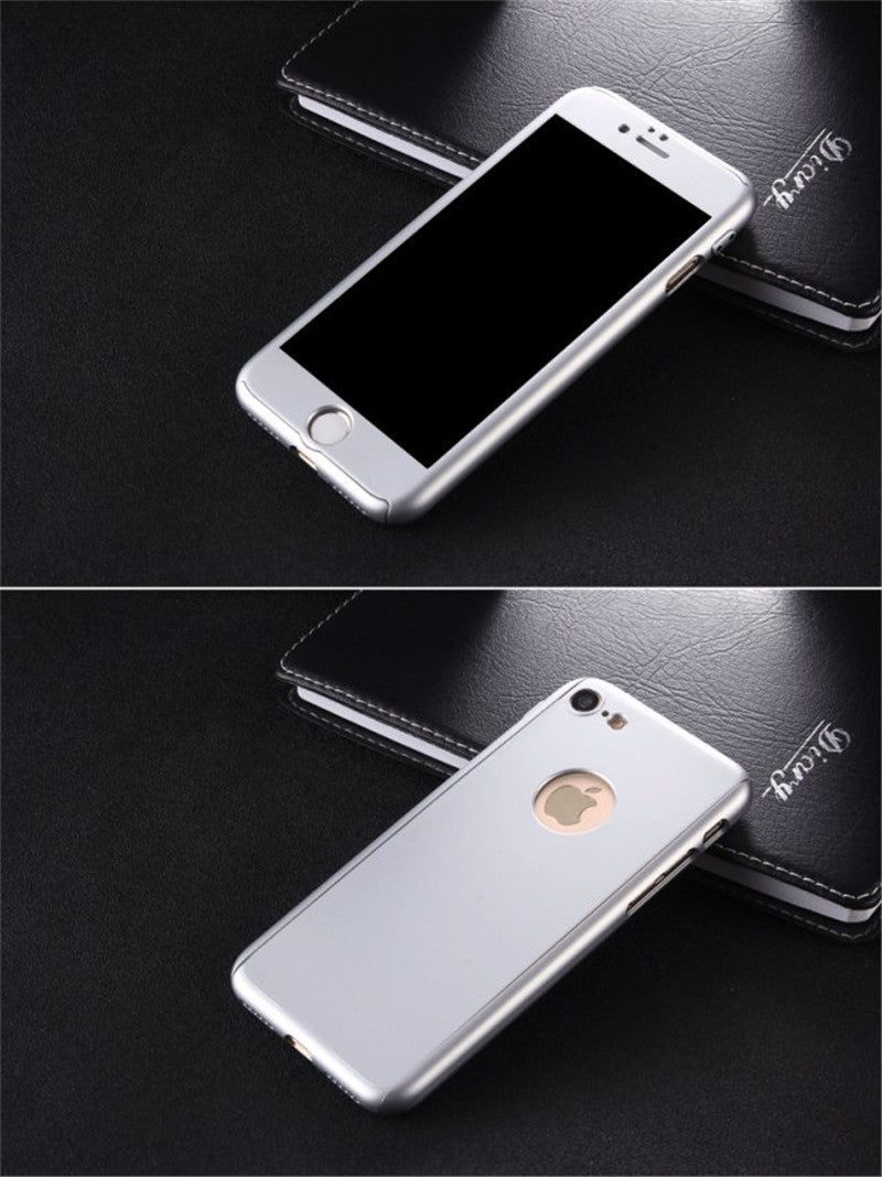 Grau 360° Full Cover Case iPhone 7 Plus + Panzerglas