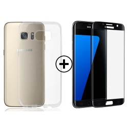 TPU Clear Case + 3D Tempered Glass Black Galaxy S7 Edge