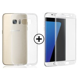 TPU Clear Case + 3D Tempered Glass Weiss Galaxy S7 Edge