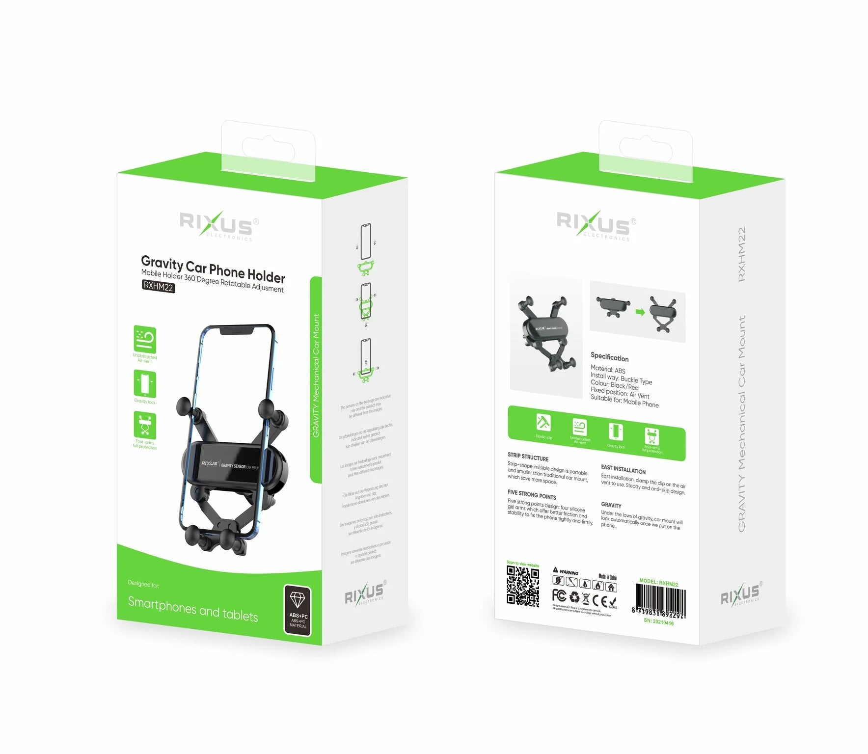 Rixus RXHM22 Universelle Schwerkraft Auto-Handyhalterung – Schwarz - Phonebazaar