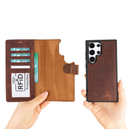 Echtleder-Wallet-Hülle (Samsung Galaxy S25 Ultra) - Phonebazaar