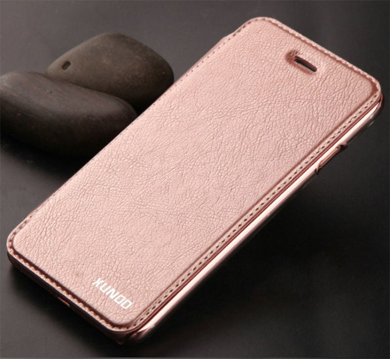 Elegantes Leder Book Hülle iPhone 7 Plus Rosa