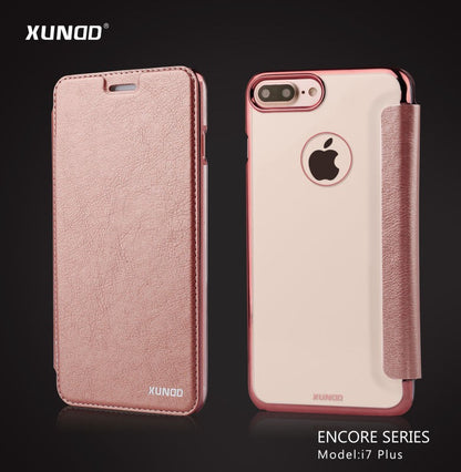 Elegantes Leder Book Hülle iPhone 7 Plus Rosa