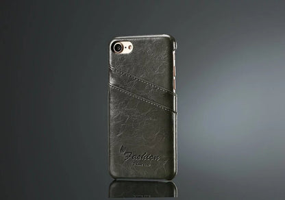 Retro Leder Hüllen Tasche iPhone 7 Schwarz