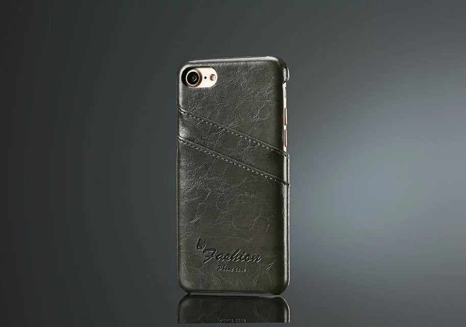 Retro Leder Hüllen Tasche iPhone 7 Schwarz