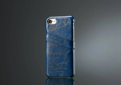 Retro Leder Hüllen Tasche iPhone 7 Blau