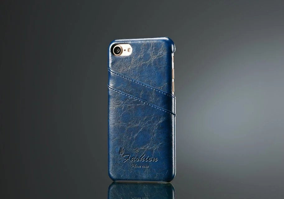 Retro Leder Hüllen Tasche iPhone 7 Blau