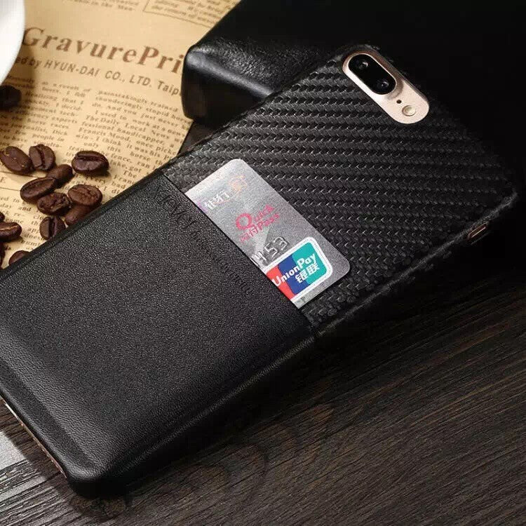 Edle Leder Hülle Tasche iPhone 7 Plus Schwarz
